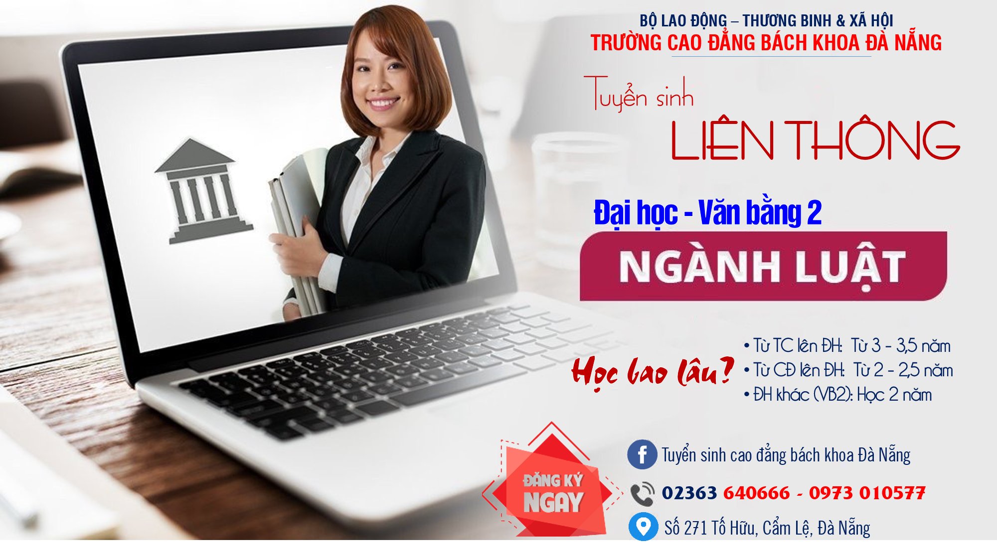 Thông báo Tuyển sinh Liên thông Đại học & Văn bằng 2 Đại học  Ngành Luật (Luật và Luật kinh tế) năm 2024