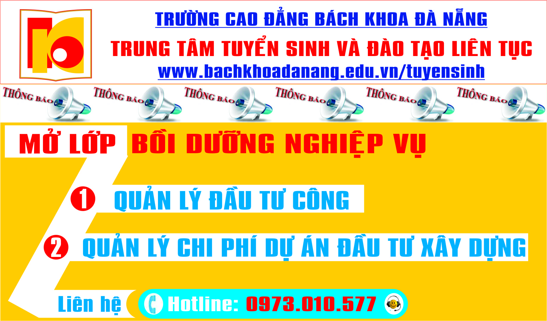 Thông báo mở Lớp bồi dưỡng về Nghiệp vụ quản lý đầu tư công và quản lý chi phí dự án đầu tư xây dựng 2020