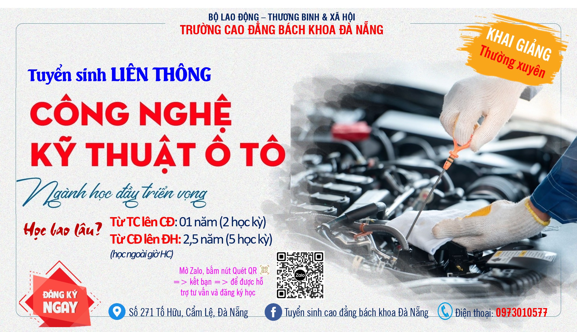 Thông báo TUYỂN SINH LIÊN THÔNG cao đẳng ngành Ô tô năm 2025